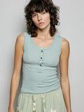 POL Colorful Button Round Neck Ribbed Tank
