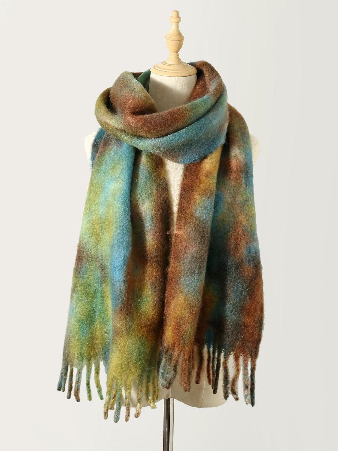 Fringe Scarf Colorful Tie-Dye Polyester Long Scarves Brown One Size 99082c3d-a2fd-4d37-97d3-5ba301aae893-Max Trendsi
