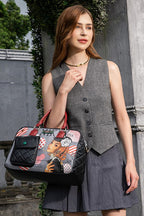 Nicole Lee USA Handbags Eco-Leather Boston Bag Medium Patch Pocket Gray One Size 990fd035-de88-4777-9bad-19800f67e5cb-Max Trendsi