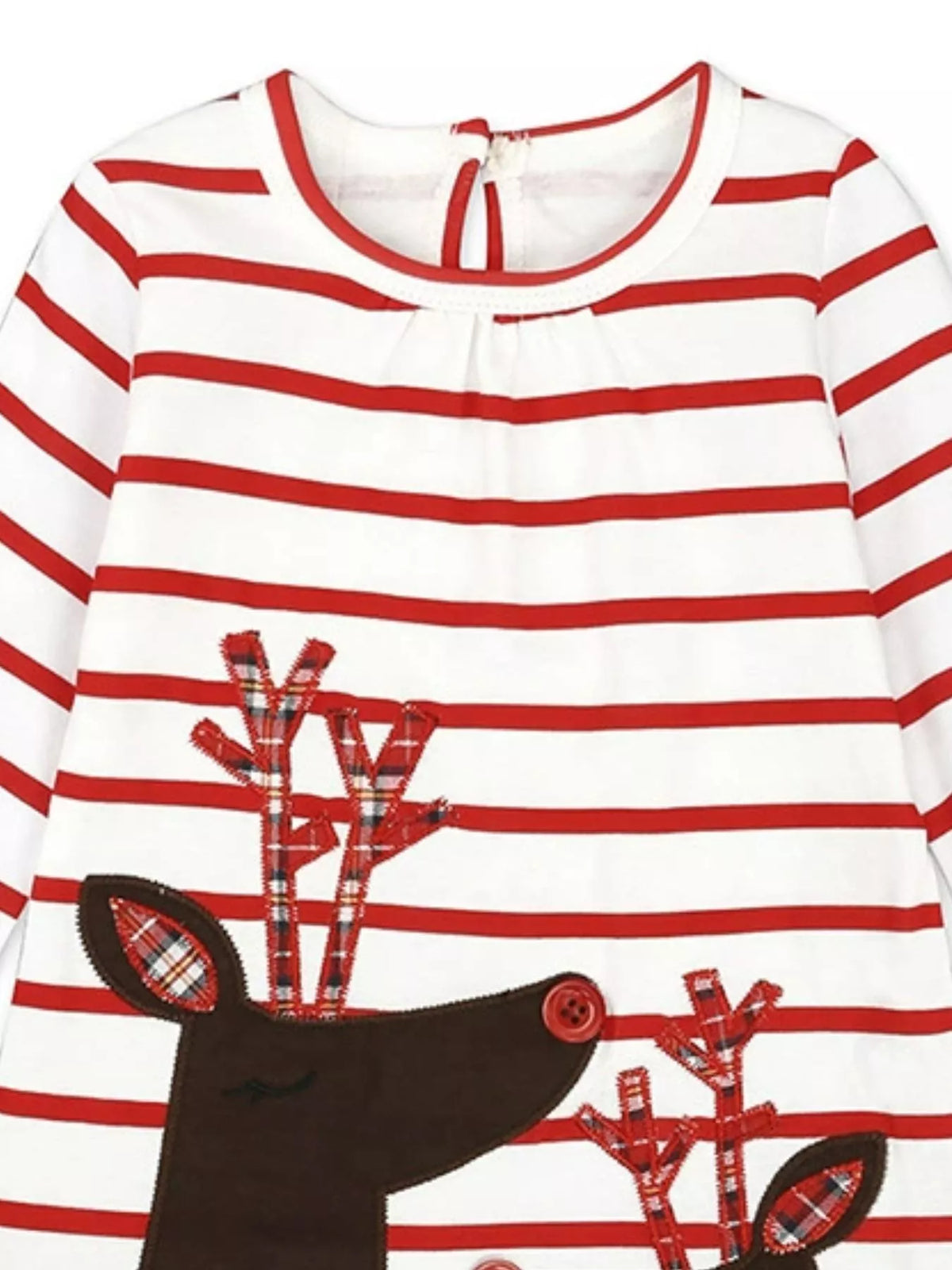 Christmas Girl's Dress Striped Reindeer Children's A -Line Long Sleeve