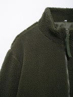 Turtleneck Plush Jacket Women Zip Up Long Sleeve Outer Double Pockets Coat 99130a16-9925-4333-b6aa-bfbe147f3acc-Max Trendsi