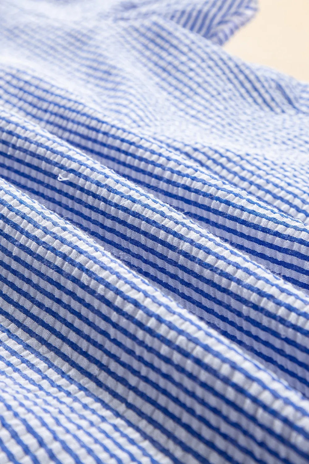 Women's Blouse Blue Stripe Floral Embroidered Square Neck Ruffle Short Sleeve 9917bbaf-4d52-4208-9ea2-ce328d7ad7d4-Max-Origin Trendsi