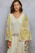 POL Crochet Cardigan Ivory Yellow Open Front with Granny Square Pattern IVORY YELLOW One Size 991c7810-2eef-4b6a-a6bd-58632397a05f-Max-Origin Trendsi