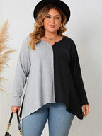 Honey Plus Size T-Shirt with Contrast Notched Neck
