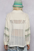 POL Shirt Gum Leaf Printed Crochet Patchwork Button-Up Long Sleeve Top 992d19da-967c-4a26-803a-72308b351474-Max-Origin Trendsi