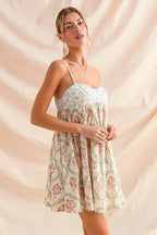 SO ME Mini Cami Dress Cotton Floral Mixed Print Sleeveless Smocked Ruffled 992daf1a170b4b75b02f4172db7c7e21-Max-Origin Trendsi