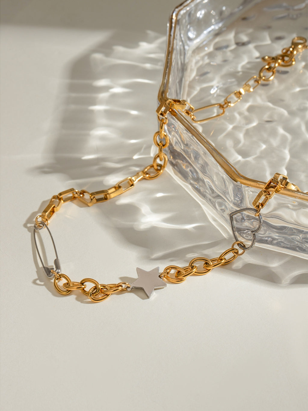 18K gold-plated Chain Necklace Stainless Steel Star Heart Women Jewelry 99348773-b12c-4a81-8c19-efb1429566dc-Max Trendsi