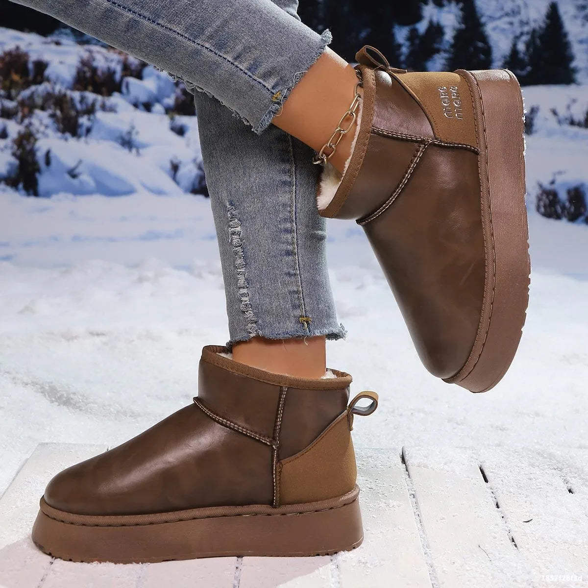 Women's Ankle Boots Pu Leather Faux-Fur Platform Flats 9941b31716704d5a9aed5b2e7ed3ce7d-Max-Origin Trendsi