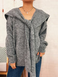 Women's Sweater with Shawl Knit Ribbed Ribbed Hem V-Neck Long Sleeve Gray One Size 9955414d15394c5994ec7a24b705efcf-Max-Origin Trendsi