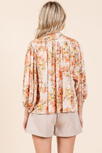 Mittoshop Blouse Linen Blend Flower Ginger Print Batwing Long Sleeve Top 9961652b-77f6-4e99-b9b1-3850af1fb90f-Max Trendsi