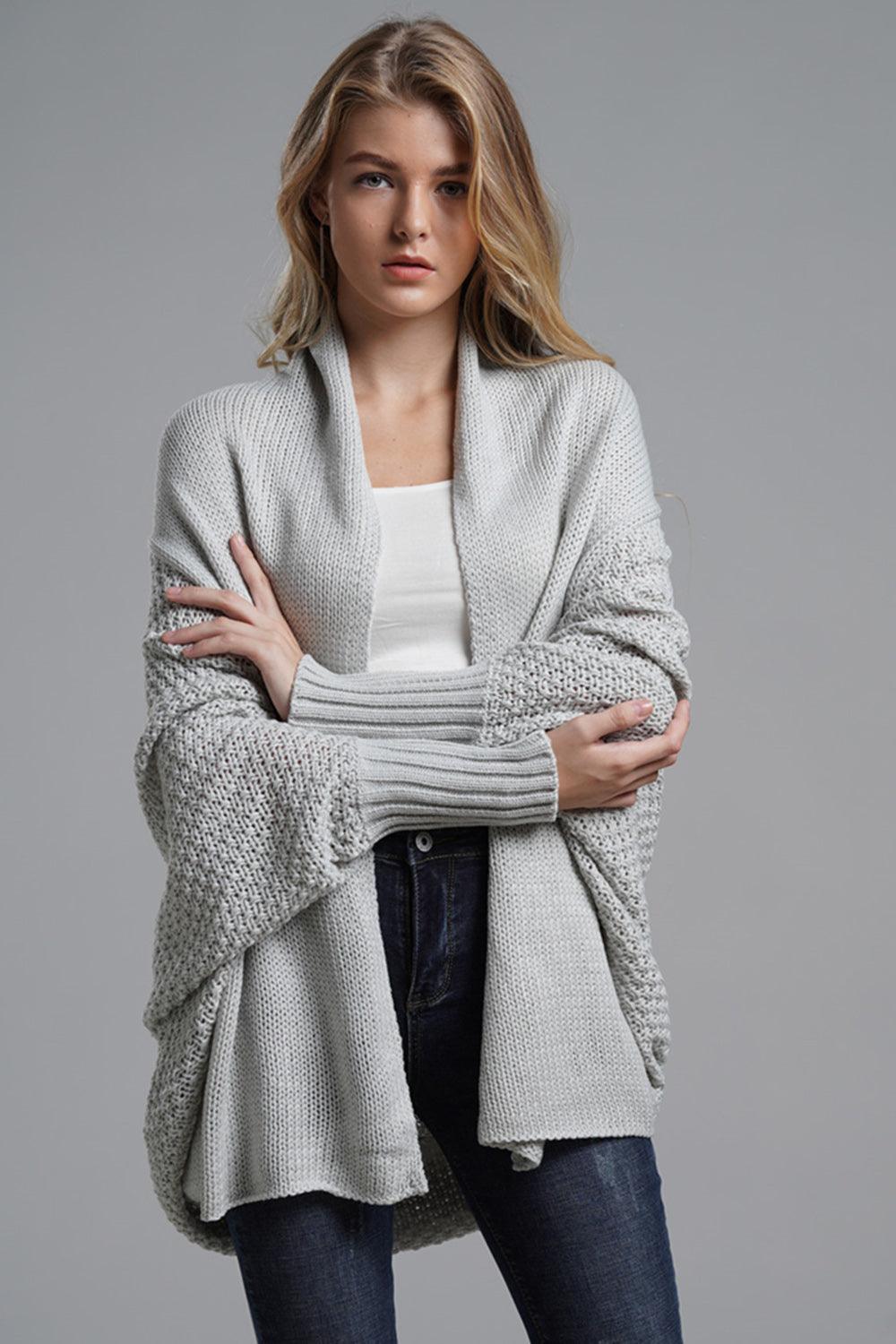 Knit Cardigan Oversized Batwing Long Sleeve Open for Women Light Gray One Size 99923602-c320-4aa0-a022-bc4bec050b63-Max_04c286be-cc59-46e9-8f81-1cd46b981189 Trendsi