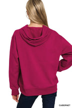 Zenana Fleece Hoodie Burgundy Kangaroo Pocket Pullover 999435e7e51741da9f62f2527aa26a00-Max-Origin Trendsi