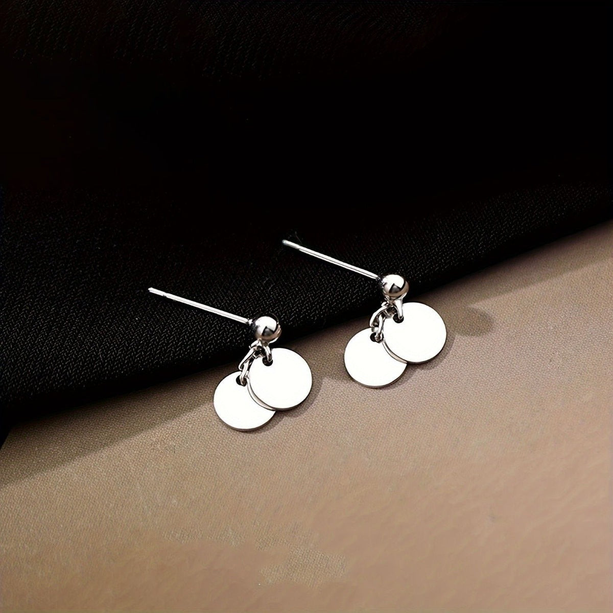 925 Sterling Silver Round Drop Earrings - One Pair