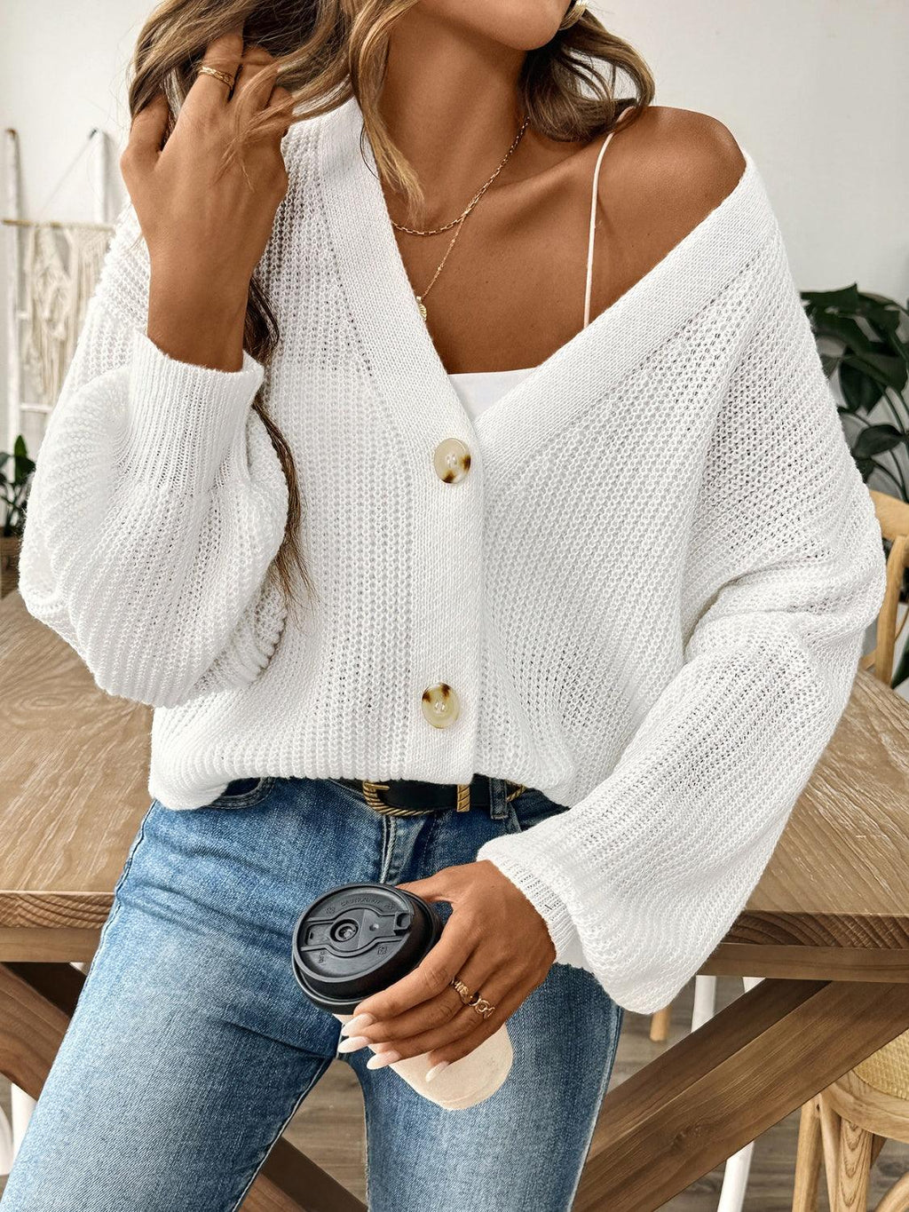 Cardigan Knit V-Neck Button Up Long Sleeve Oversized Knitwear 99ce828e-be0a-4e02-ad99-7a534602d59a-Max Trendsi