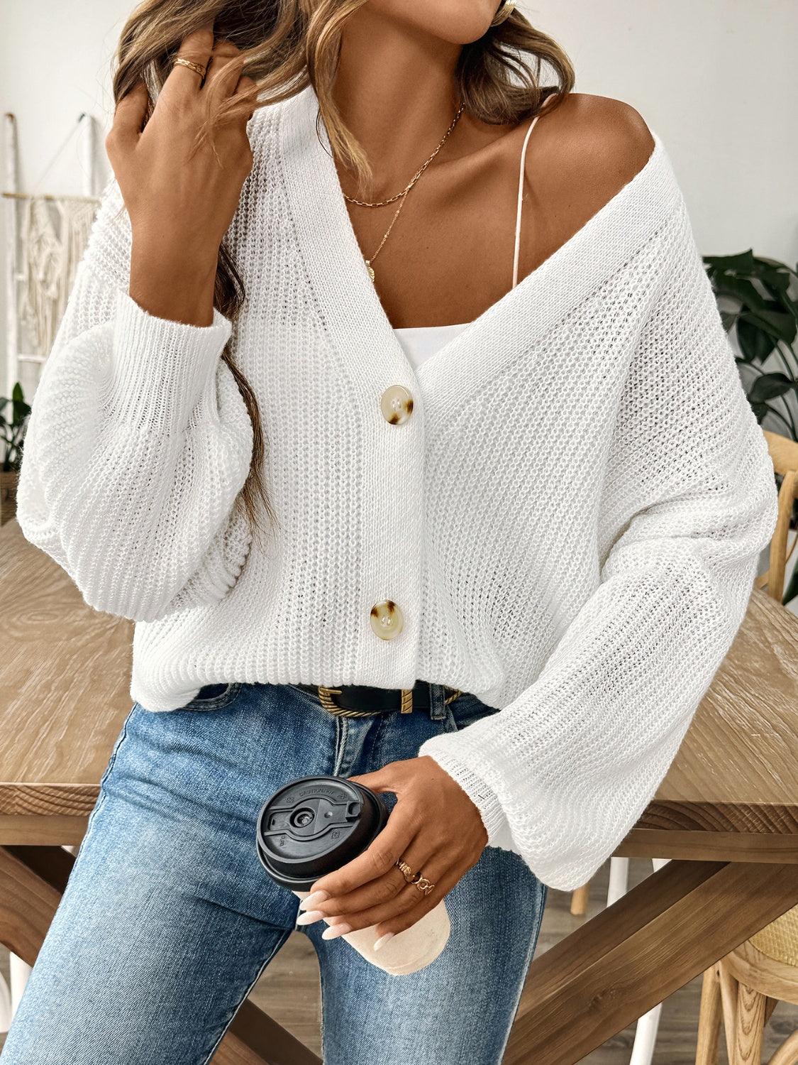 Cardigan Knit V-Neck Button Up Long Sleeve Oversized Knitwear 99ce828e-be0a-4e02-ad99-7a534602d59a-Max Trendsi