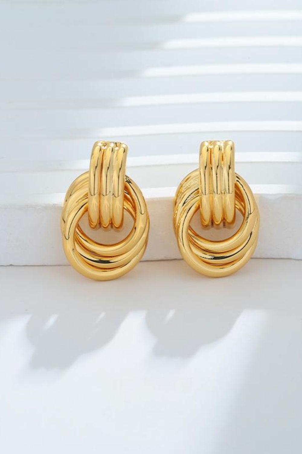 Knotted Stud Earrings Gold-Plated 925 sterling silver Copper Jewelry 99f4f7cd-2953-4abc-8ffe-f89b2f103766-Max Trendsi