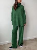 Outfit Set Women Knit Slit Turtleneck Sweater Long Sleeve and Pants 2 Pcs 99fd85fc-eb0d-4b05-85d4-f323365b4499-Max Trendsi