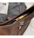 Casual Women's Shoulder Bag Buckle Closure Zipper Medium Solid Handbags