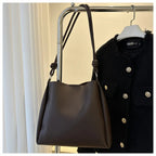 Women's Casual Shoulder Bag Simple PU Leather Knot Straps Black Handbags