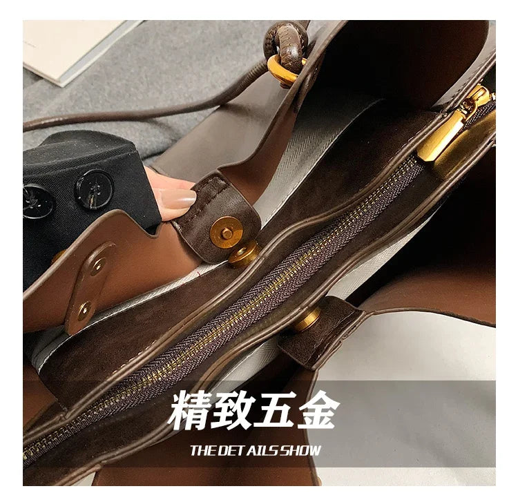 Women's Shoulder Bag Large Pu Leather Black Stylish Multifunction Handbag