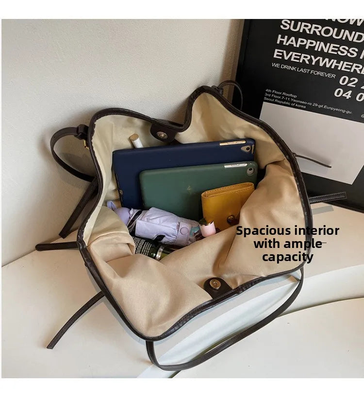 Women's Lagre Shoulder Bags Vintage Style Pu Leather Zipper Casual Handbags