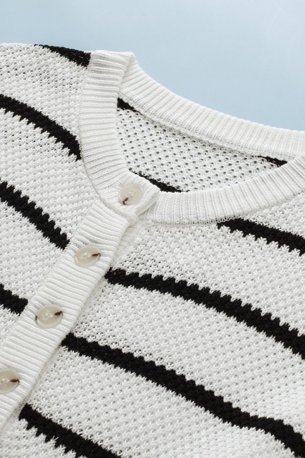 Stripe Knit Top Women's Collared Button Drop Shoulder Side Slit Long Sleeve 9a12df73-1558-4320-8add-a9deb8e53e19-Max Trendsi