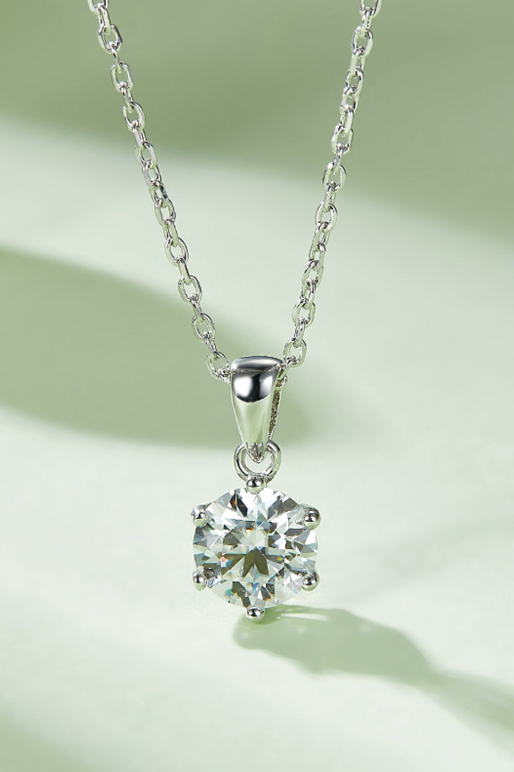 Murray Silver Chain Necklace 1 Carat Moissanite Stone 925 Sterling Platinum-plated