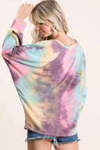 BiBi Womens Tie Dye Blouse Pink Mix Terry Top With Dolman Sleeves 9a5093b5-f254-4c75-b018-9be185078fc1-Max-Origin Trendsi