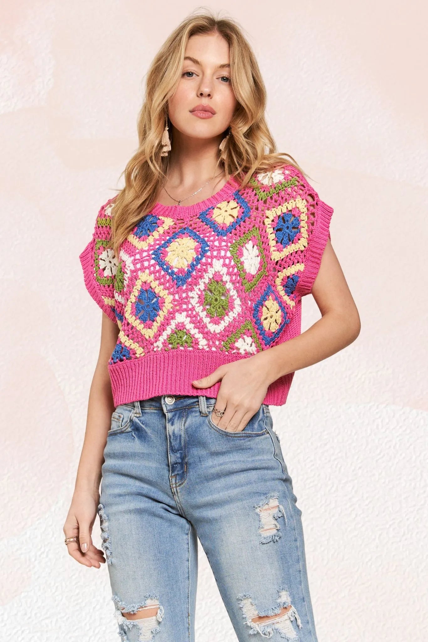 ADORA Multicolor Crochet Top