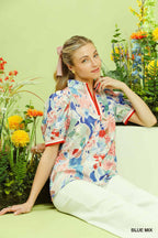 Umgee Jacquard Bloomscape Floral Print Top