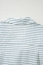 Mini Shirt Dress Striped Johnny Collar Long Sleeve Cotton Pocket Dresses 9a972b2c-ff28-4ec7-b548-53398e072bf3-Max Trendsi