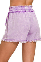Zenana Shorts Lavender Mineral Frayed Hem Washed Tencel Raw Hem 9a9f149a-4542-4412-9dd2-f8e382510b55-Max-Origin Trendsi