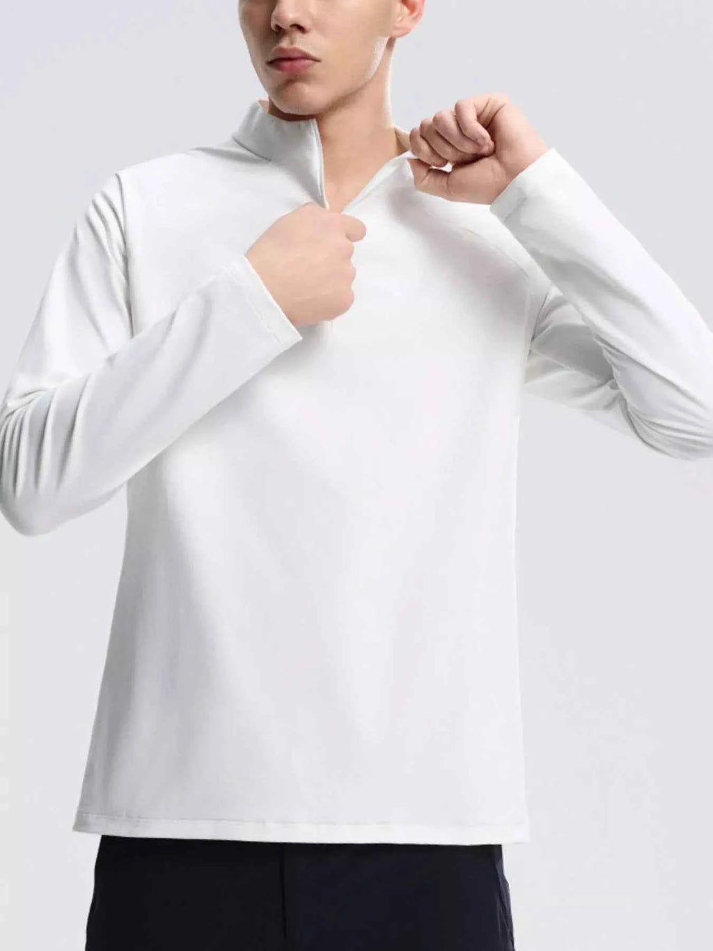 Men's Sweatshirt Cotton Half-Zip Long Sleeve Top Plus Sizes White 9aa99eb7-f6e4-4d1e-bcb9-b4a8becc794f-Max-Origin Trendsi