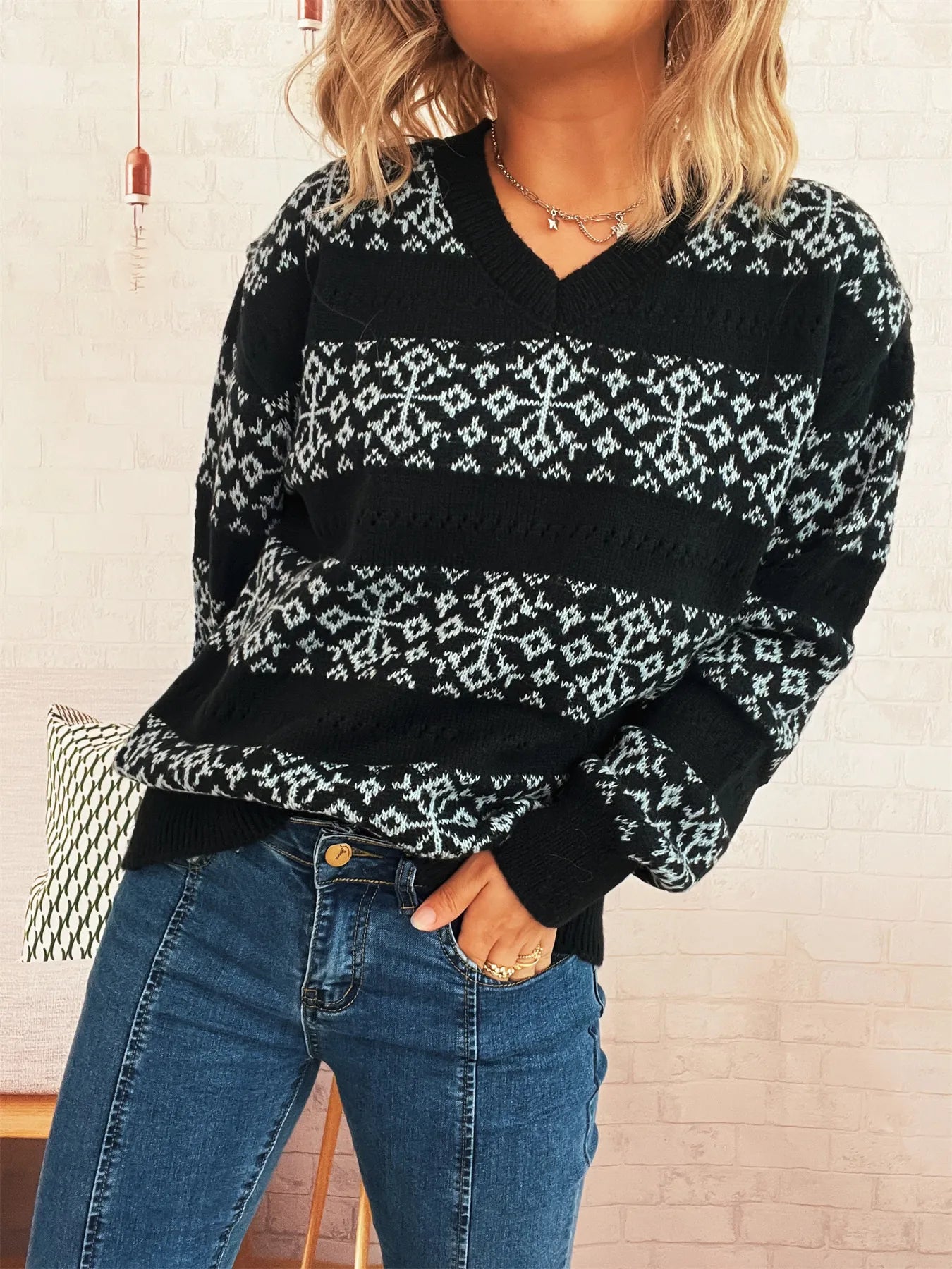 Women's Sweater Contrast Ribbed Hem Long Sleeve Pullover 9aafb020f74e4d5aa146130bb66190cb-Max-Origin Trendsi