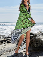 Beach Cover-Up Kimono Tropical Leopard Print Green Long Sleeve 9abfa18e-1450-4d62-b8e6-a8d876972810-Max-Origin Trendsi