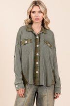 Mittoshop Shacket Olive Mineral Washed Plaid Long Sleeve Shirt Jacket 9acef98f-6cea-4dc9-973d-4fa45dc1e7ae-Min Trendsi