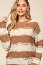 Haptics Striped Sweater Contrast Distressed Long Sleeve Pullover 9ad754dc-3a40-4cfe-81cf-9075bef259b9-Max Trendsi