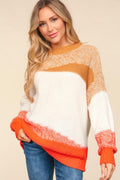 Haptics Sweater Orange Color Block Long Sleeve USA Stock Pullover Camel Ivory Orange 9ae0949d-5ad5-42d7-a70b-8a6d2ee97d57-Max Trendsi