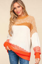 Haptics Sweater Orange Color Block Long Sleeve USA Stock Pullover Camel Ivory Orange 9ae0949d-5ad5-42d7-a70b-8a6d2ee97d57-Max Trendsi