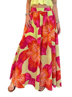 Floral Print Flowing Maxi Skirt with Pockets