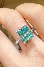 5 Carat Moissanite Ring Teal Stone 925 Sterling Silver Square Platinum-plated 9afa6a3b-313e-48c8-b75d-0a531ee09328-Max Trendsi