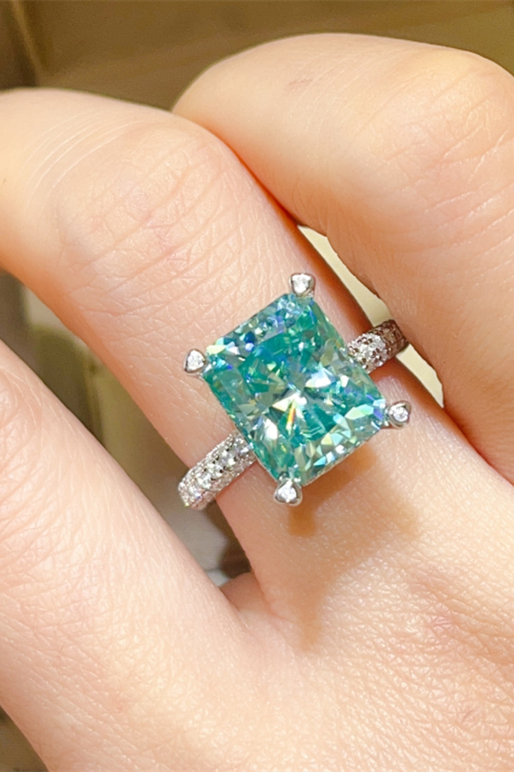 5 Carat Moissanite Ring Teal Stone 925 Sterling Silver Square Platinum-plated 9afa6a3b-313e-48c8-b75d-0a531ee09328-Max Trendsi