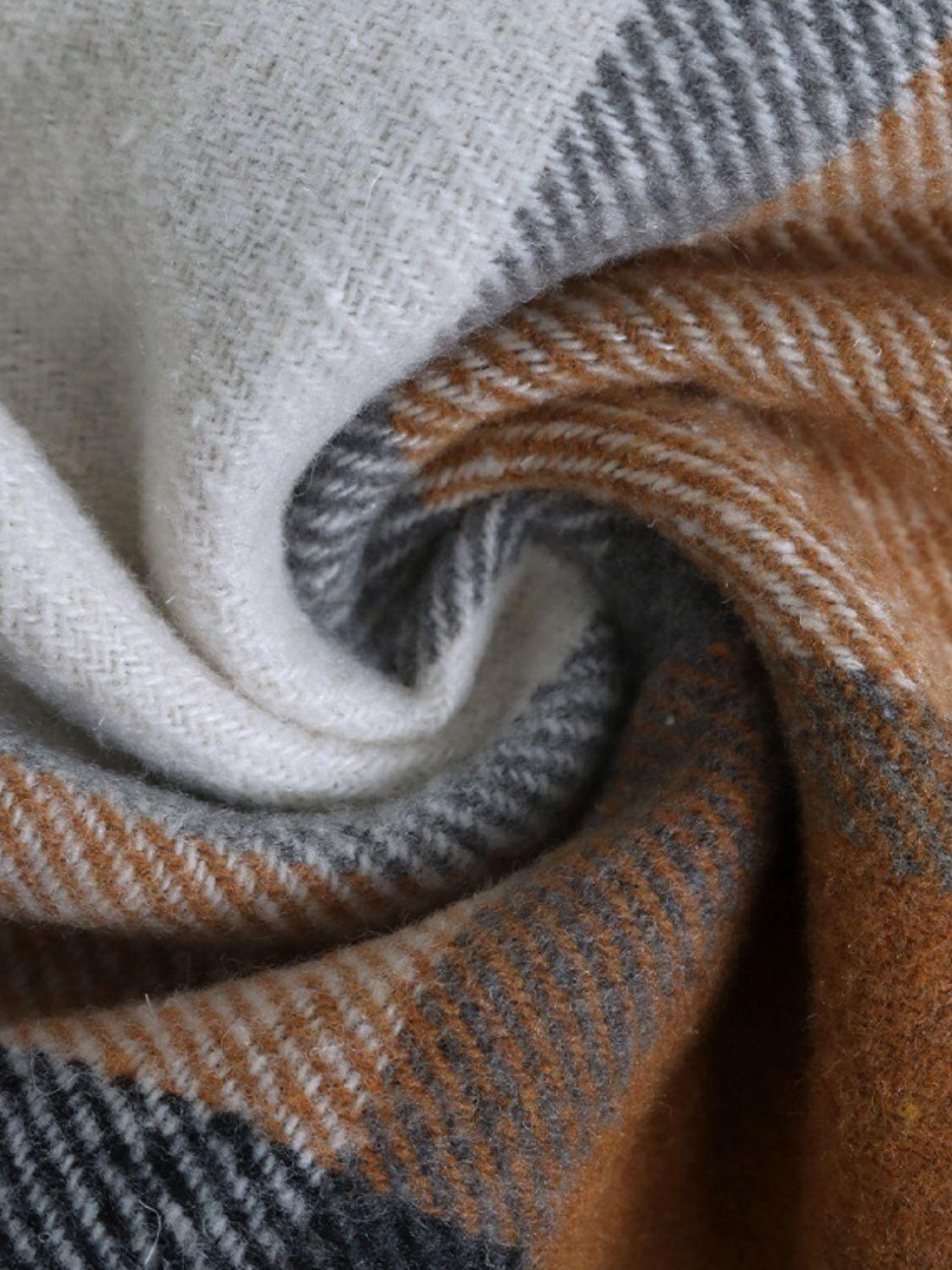 Hooded Plaid Coat Drawstring Hood Zip Up Long Sleeve Outerwear 9afd0e4b-2230-4a5a-b4b0-42596c2c02fd-Max Trendsi