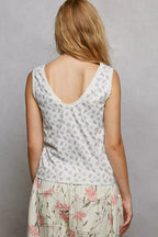POL Floral V-Neck Tank Top Pure Water Ruched with Lace Detail Sleevless 9b10f8d4-3b02-44d8-b30d-aab62d934b74-Max-Origin Trendsi