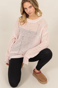 Knit Sweater Top US HYFVE Distressed Long Sleeve Knitwear Pale Pink 9b115e07-dcf2-4418-b38b-91266b772ceb-Max Trendsi