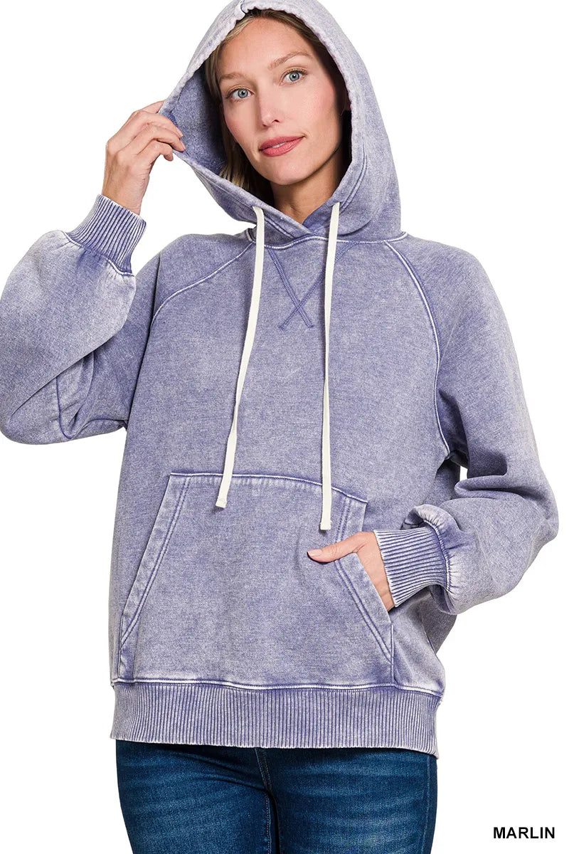 Zenana Fleece Hoodie Light Purple Acid Wash with Kangaroo Pocket 9b289726-b876-41a2-b713-936724d84d3b-Max-Origin Trendsi