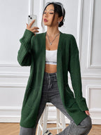 Knit Long Cardigan Open Front Long Sleeve Pocketed Knitwear Black Forest One Size 9b29c1cc-95dd-4e81-8a04-f3e19dec3544-Max Trendsi