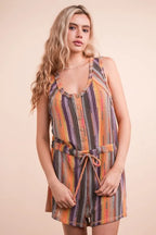 VERY J Romper Crochet Multi Brick Mix Color Striped Casual Summer Overall Brick Mix 9b3fe5e499ca45809ffe39a284ff2507-Max-Origin Trendsi