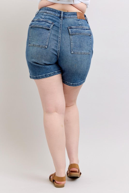 Judy Blue Denim Shorts High Rise Medium Wash S-3XL 9b400a27-b689-49b6-88bf-60adc0cf8e6c-Max Trendsi