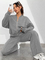 Womens Outfit Set Casual Solid Color Zipper Jacket and Wide Leg Pants 9b47d413c5a8446e8e3b8d6fb8f1bce4-Max-Origin Trendsi